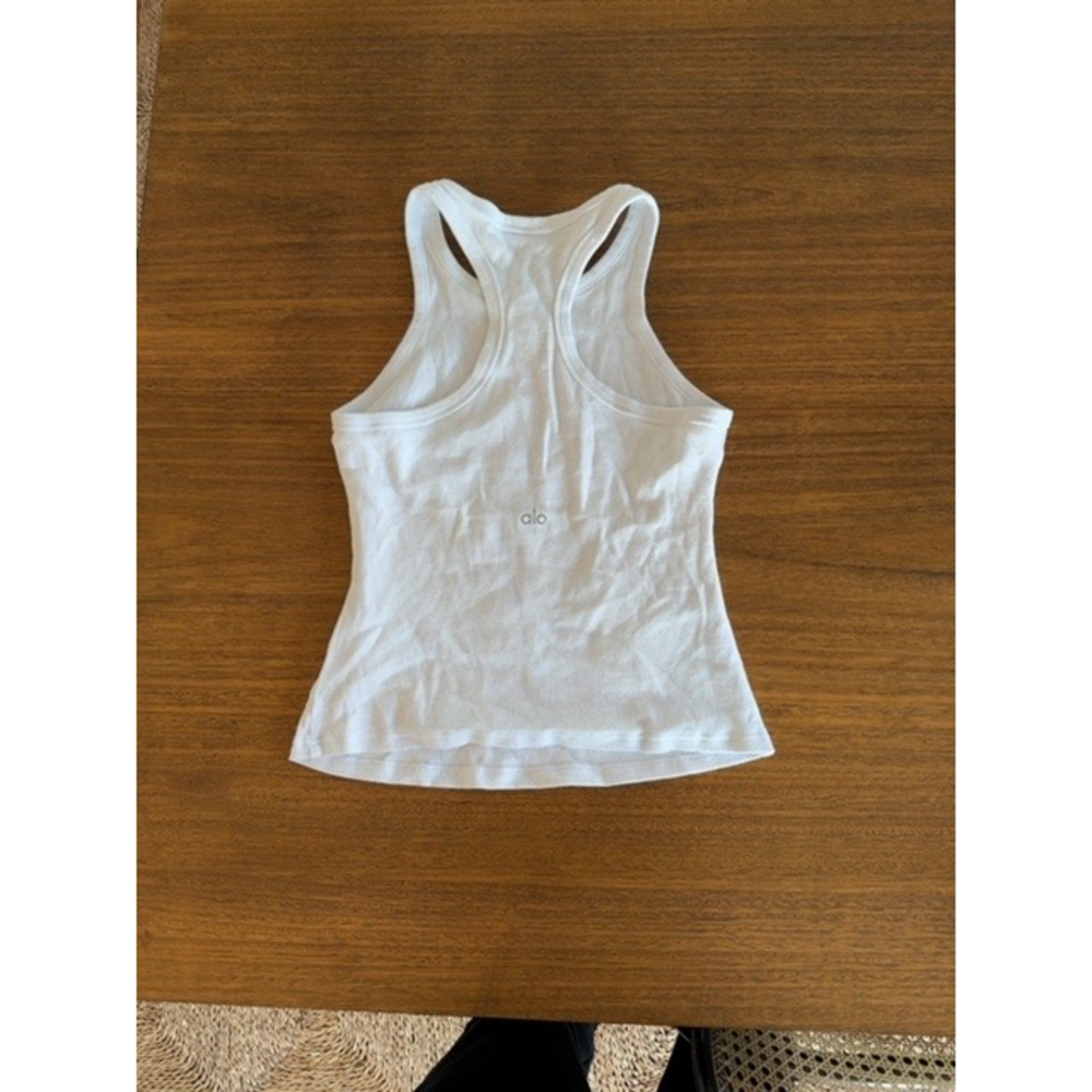 Alo Yoga Alo white ribbed cotton tank in Gray - Picture 4 of 4